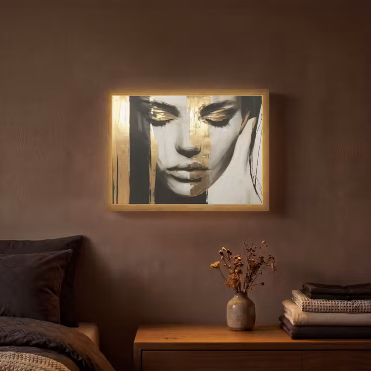 Lightbox - Wandlamp - Ogen - Gezicht - Goud - Strepen — 3