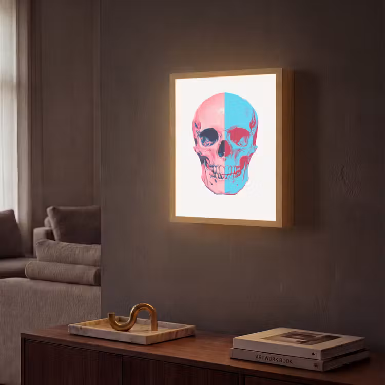 Lightbox - Wandlamp - Schedel - Grafisch - Roze - Verdeeld — 2