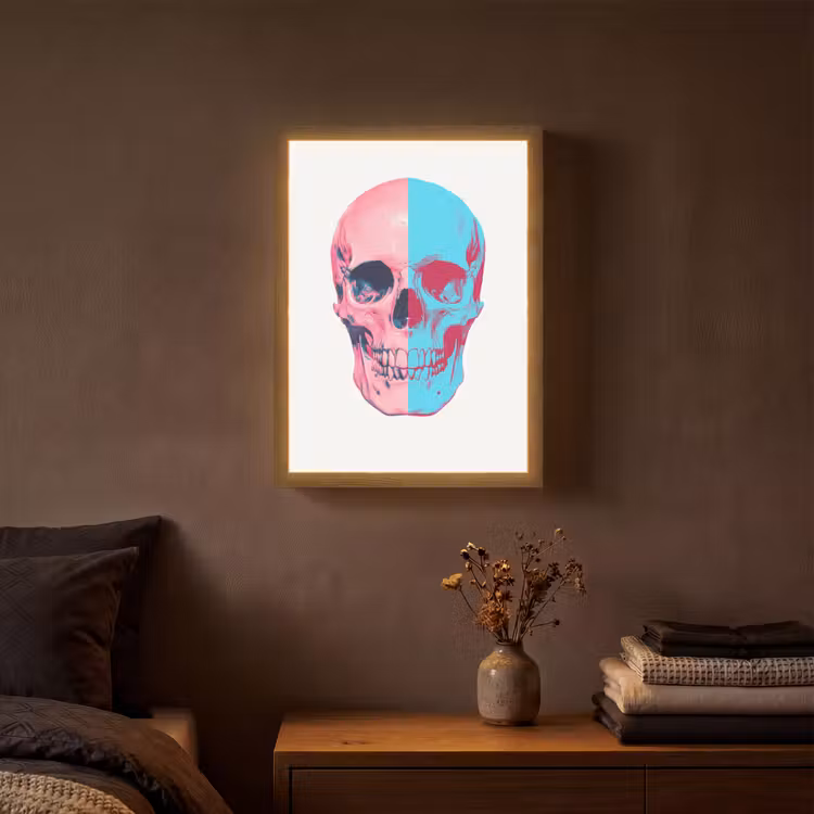 Lightbox - Wandlamp - Schedel - Grafisch - Roze - Verdeeld — 3