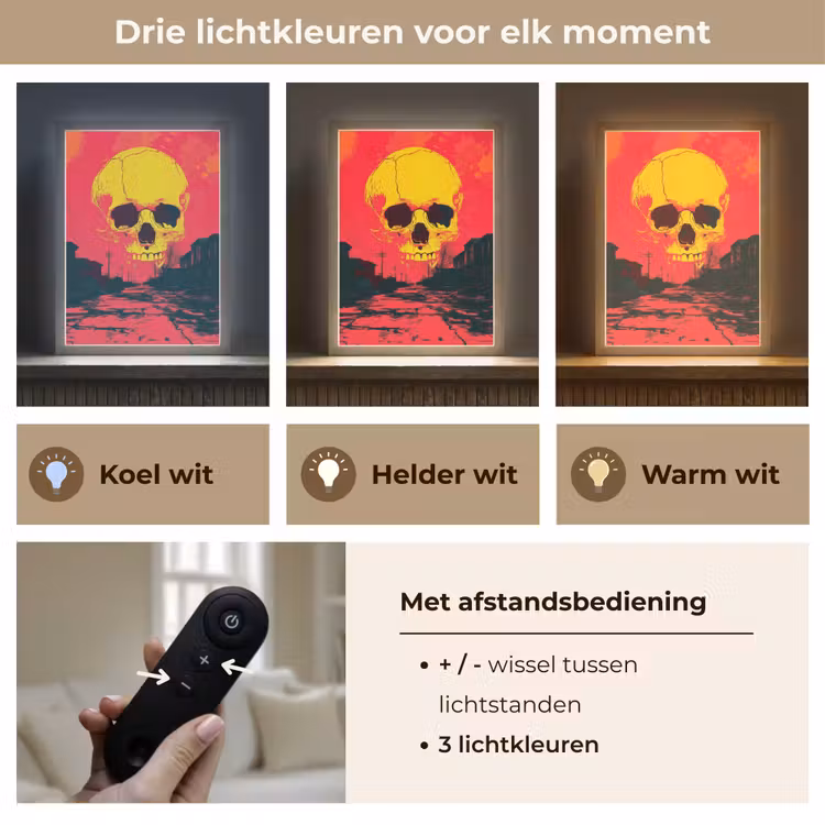 Lightbox - Wandlamp - Straat - Verlaten - Schedel - Geel — 7