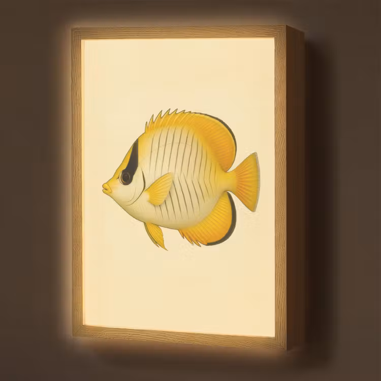Lightbox - Wandlamp - Ovaal - Vis - Geel - Schubben — 1