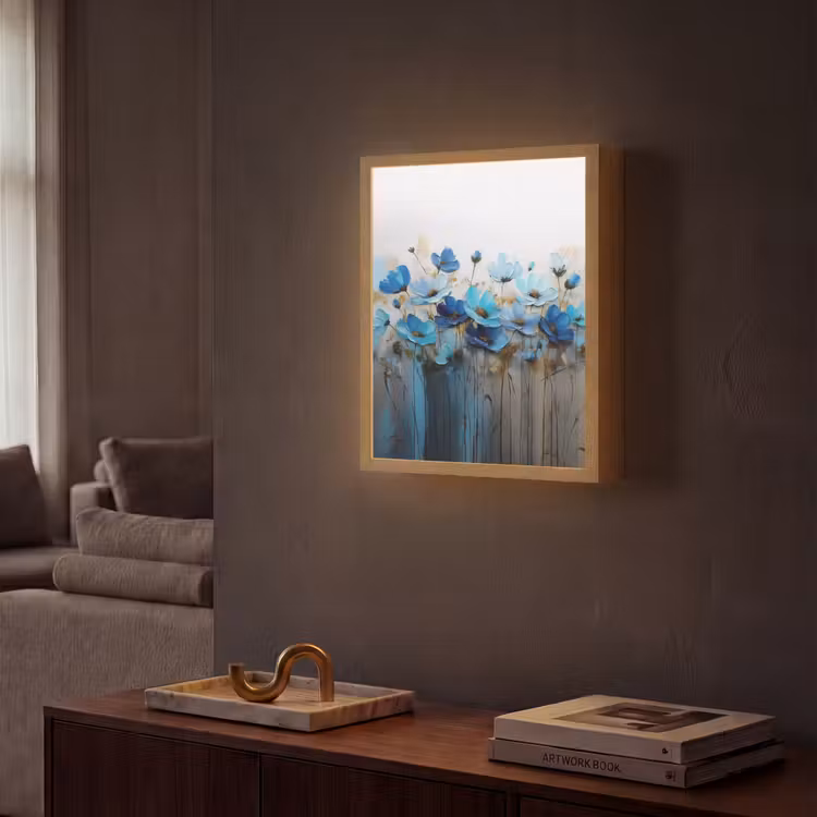 Lightbox - Wandlamp - Bloemen - Schilderij - Blauw — 2