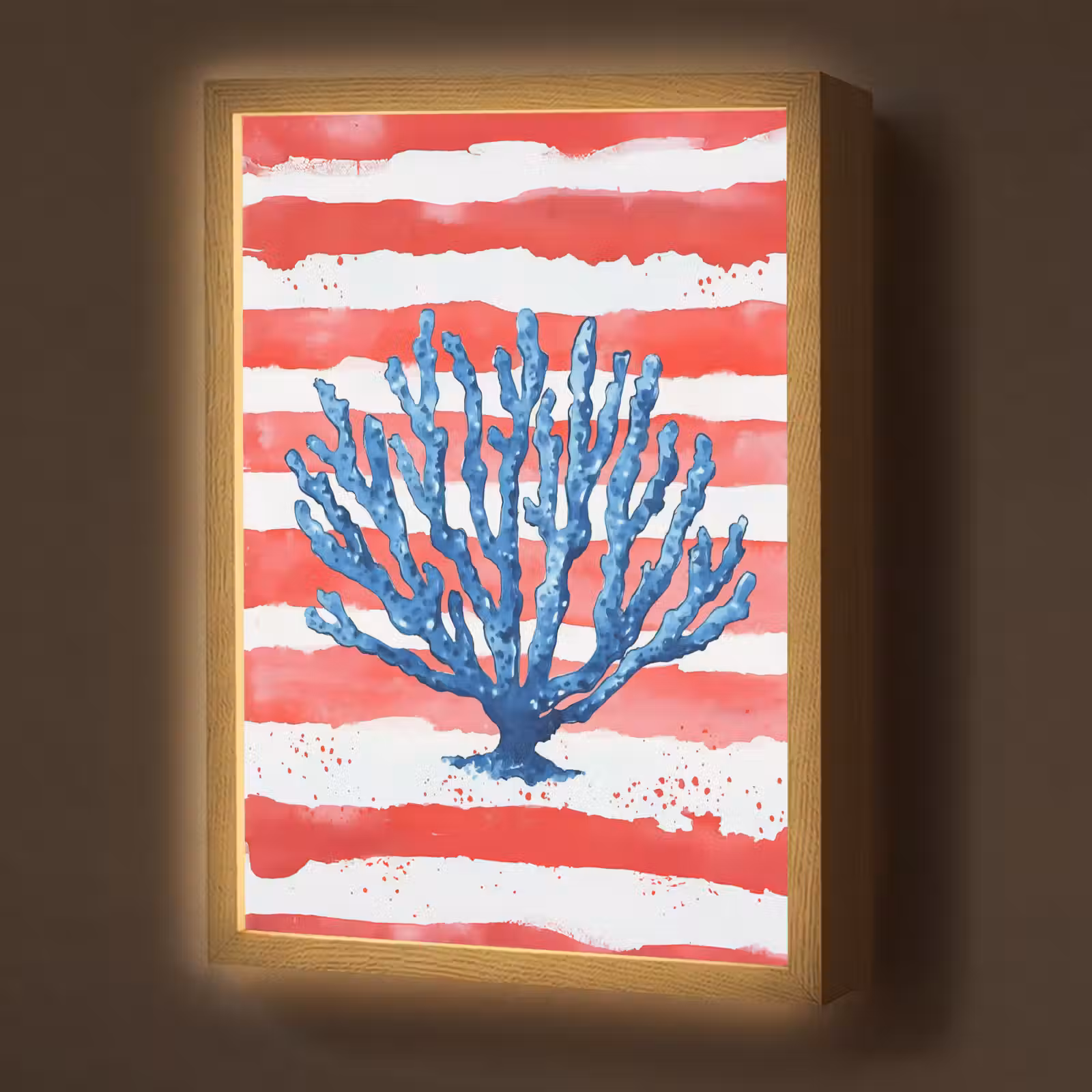 Lightbox - Wandlamp - Koraal - Verfstructuur - Rood - Blauw — 1