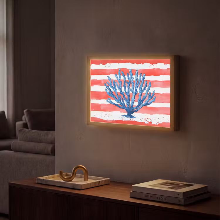 Lightbox - Wandlamp - Koraal - Verfstructuur - Rood - Blauw — 2