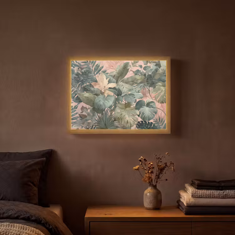 Lightbox - Wandlamp - Compositie van bladeren - Groen - Roze — 3