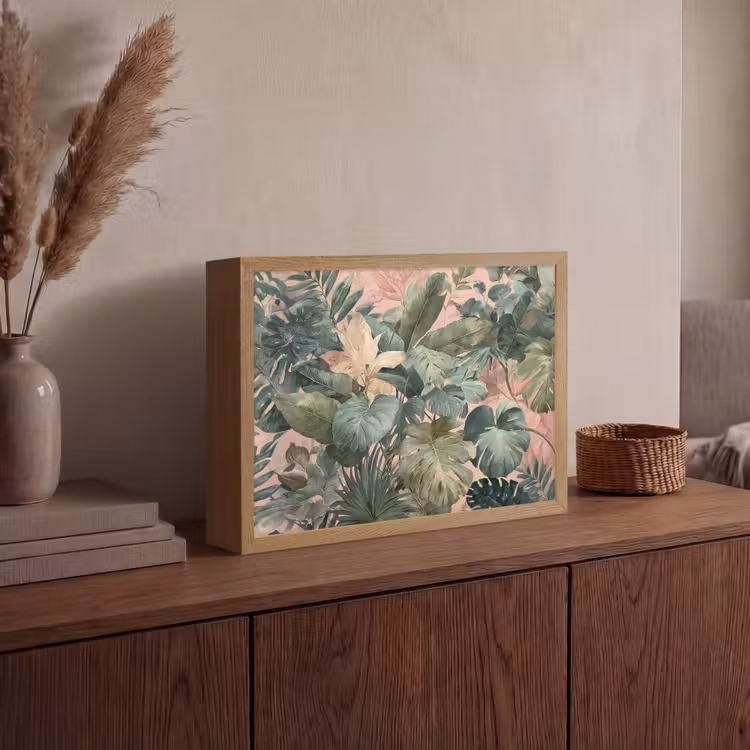 Lightbox - Wandlamp - Compositie van bladeren - Groen - Roze — 4
