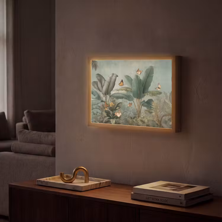 Lightbox - Wandlamp - Tropisch bladerdek - Vlinders - groen - Bruin — 2