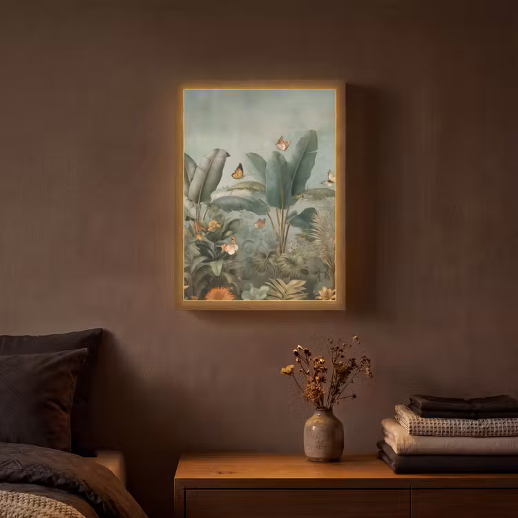 Lightbox - Wandlamp - Tropisch bladerdek - Vlinders - groen - Bruin — 3