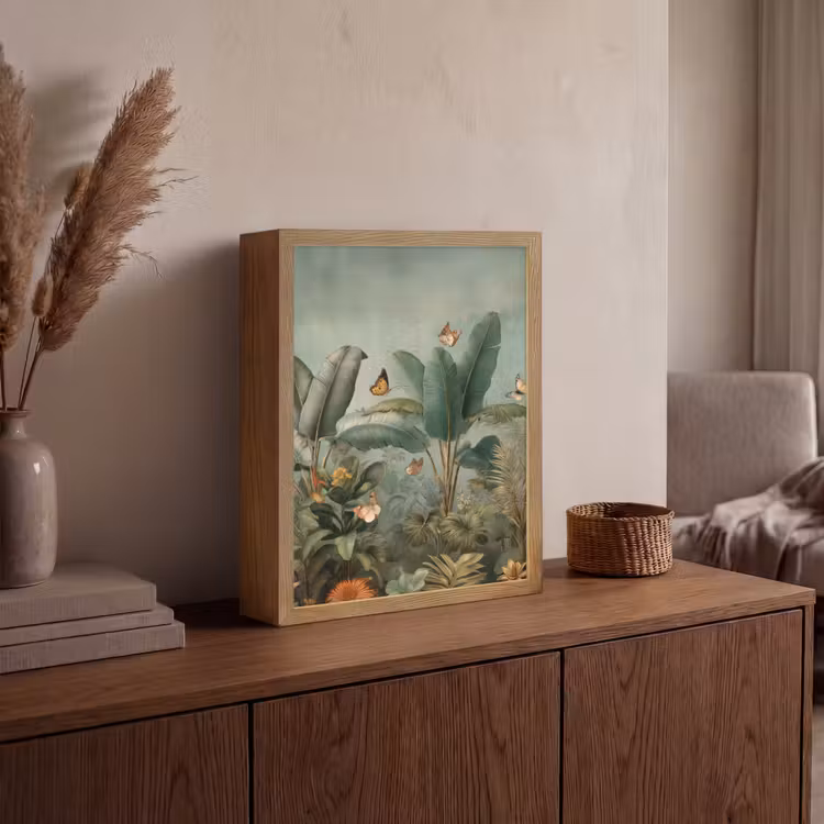 Lightbox - Wandlamp - Tropisch bladerdek - Vlinders - groen - Bruin — 4