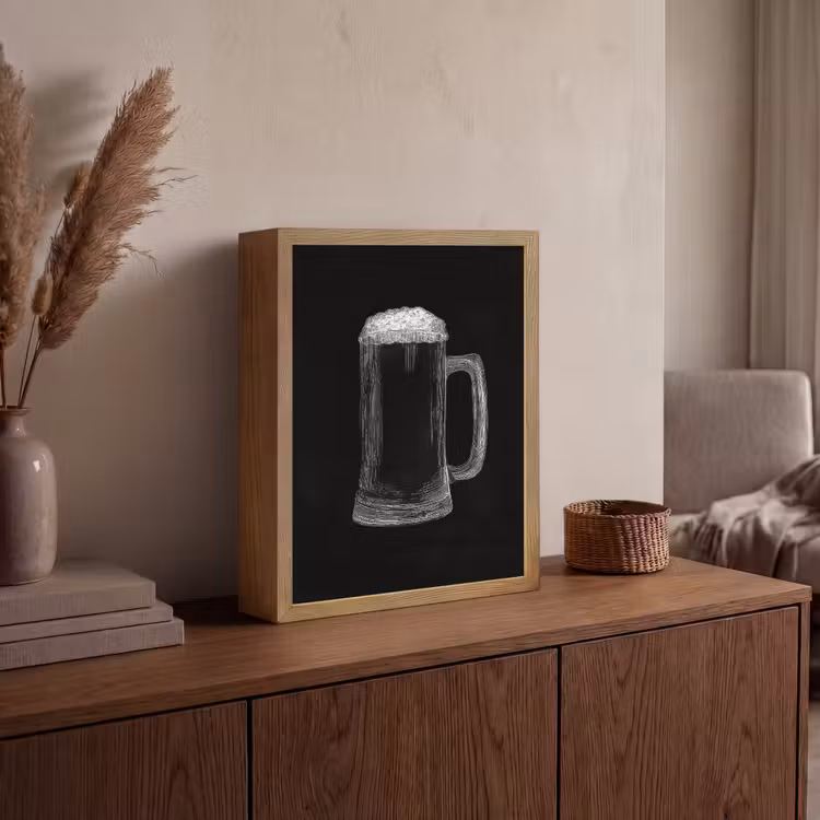 Lightbox - Wandlamp - Bierpul - Schuim - Krijttekening — 4