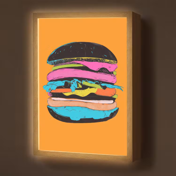 Lightbox - Wandlamp - Hamburger - Kleurrijk - Speels — 1