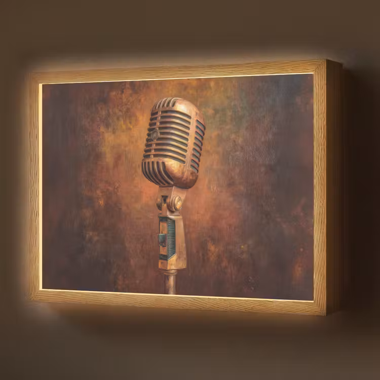 Lightbox - Wandlamp - Microfoon - Bruin - Klassiek — 1