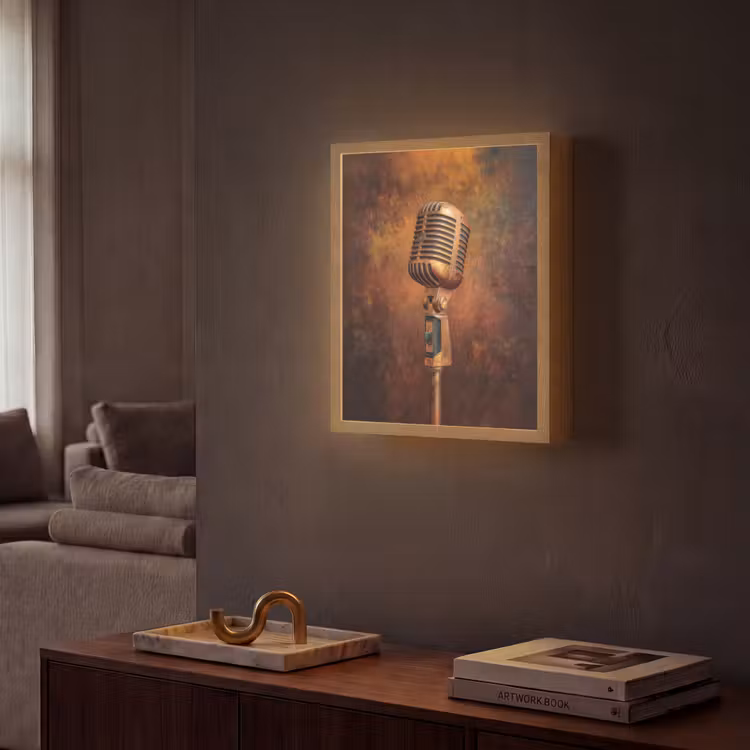 Lightbox - Wandlamp - Microfoon - Bruin - Klassiek — 2