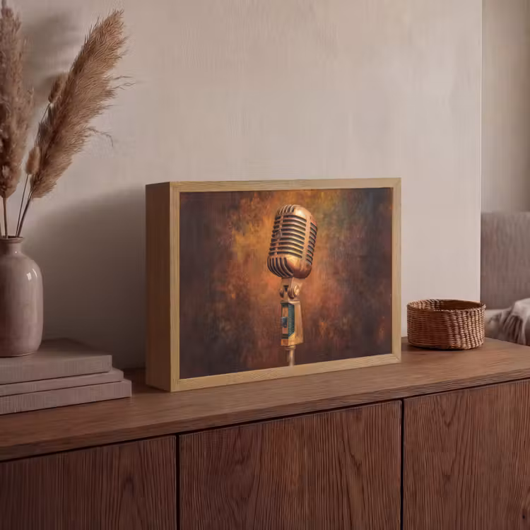 Lightbox - Wandlamp - Microfoon - Bruin - Klassiek — 4