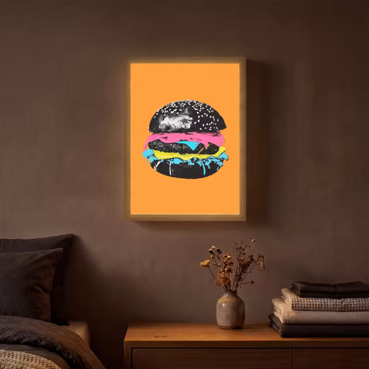 Lightbox - Wandlamp - Hamburger - Oranje - Neon - popart — 3