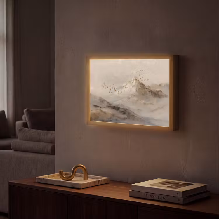 Lightbox - Wandlamp - Berglandschap - Mist - Penseelstreken — 2