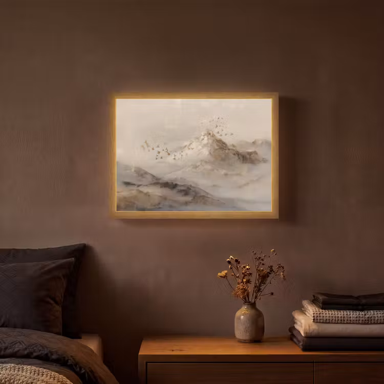 Lightbox - Wandlamp - Berglandschap - Mist - Penseelstreken — 3
