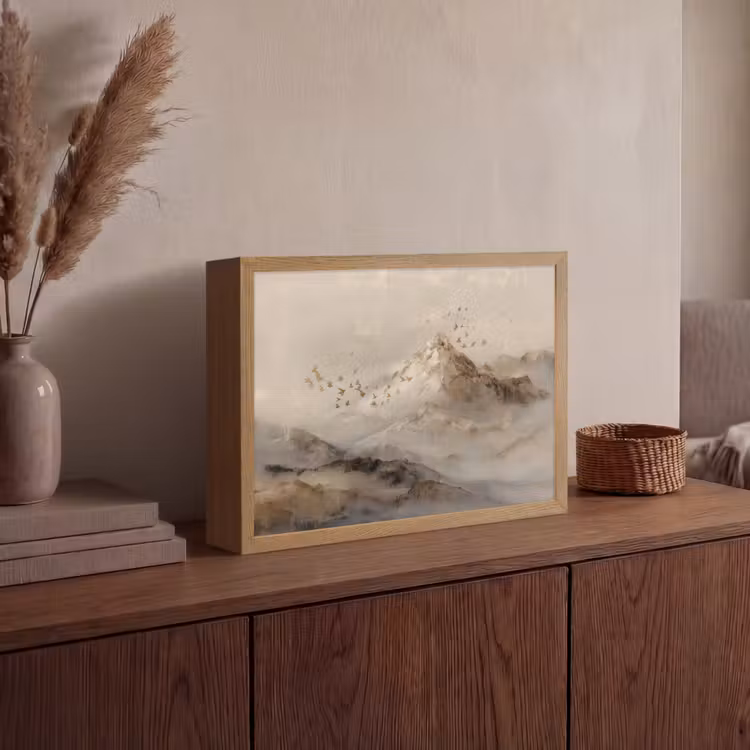 Lightbox - Wandlamp - Berglandschap - Mist - Penseelstreken — 4