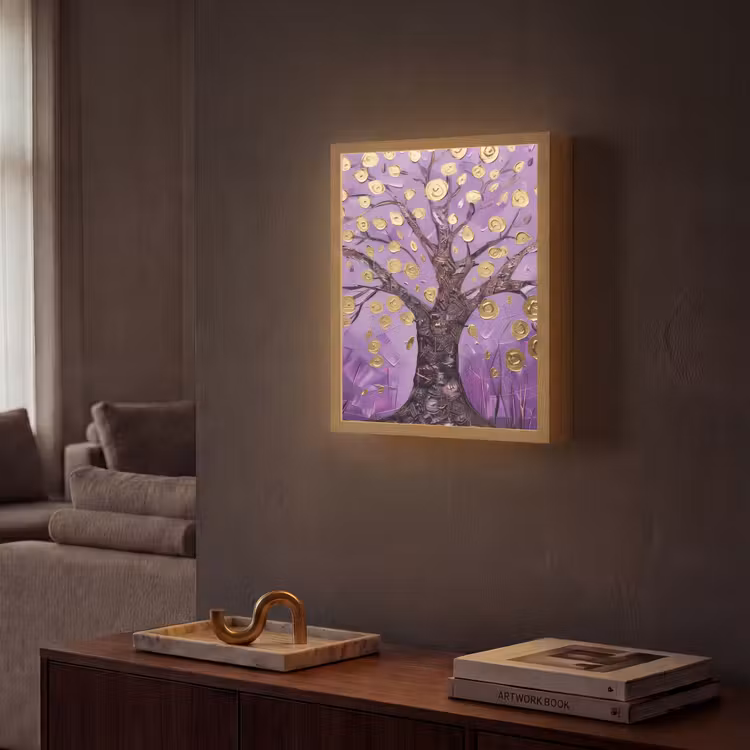 Lightbox - Wandlamp - Levensboom - Boom - Paars - Goud - Modern — 2