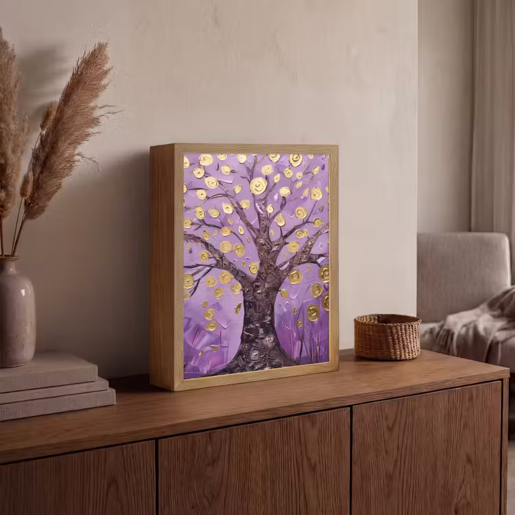 Lightbox - Wandlamp - Levensboom - Boom - Paars - Goud - Modern — 4