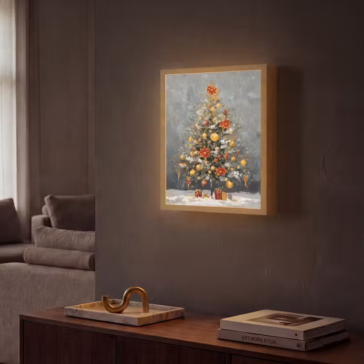 Lightbox - Wandlamp - Kerstboom - Cadeaus - Rood - Goud — 2