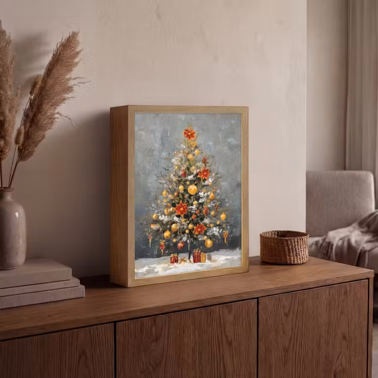Lightbox - Wandlamp - Kerstboom - Cadeaus - Rood - Goud — 4