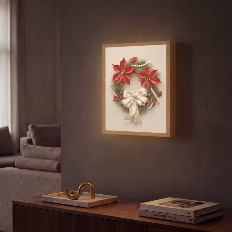 Lightbox - Wandlamp - Deurkrans - Strik - Kerst - Rood - Groen — 2