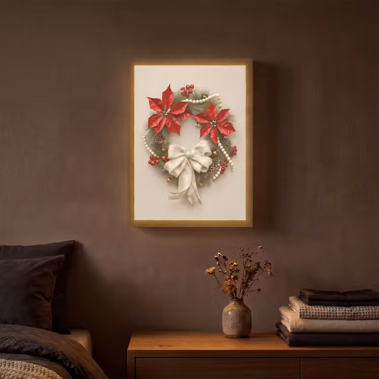 Lightbox - Wandlamp - Deurkrans - Strik - Kerst - Rood - Groen — 3