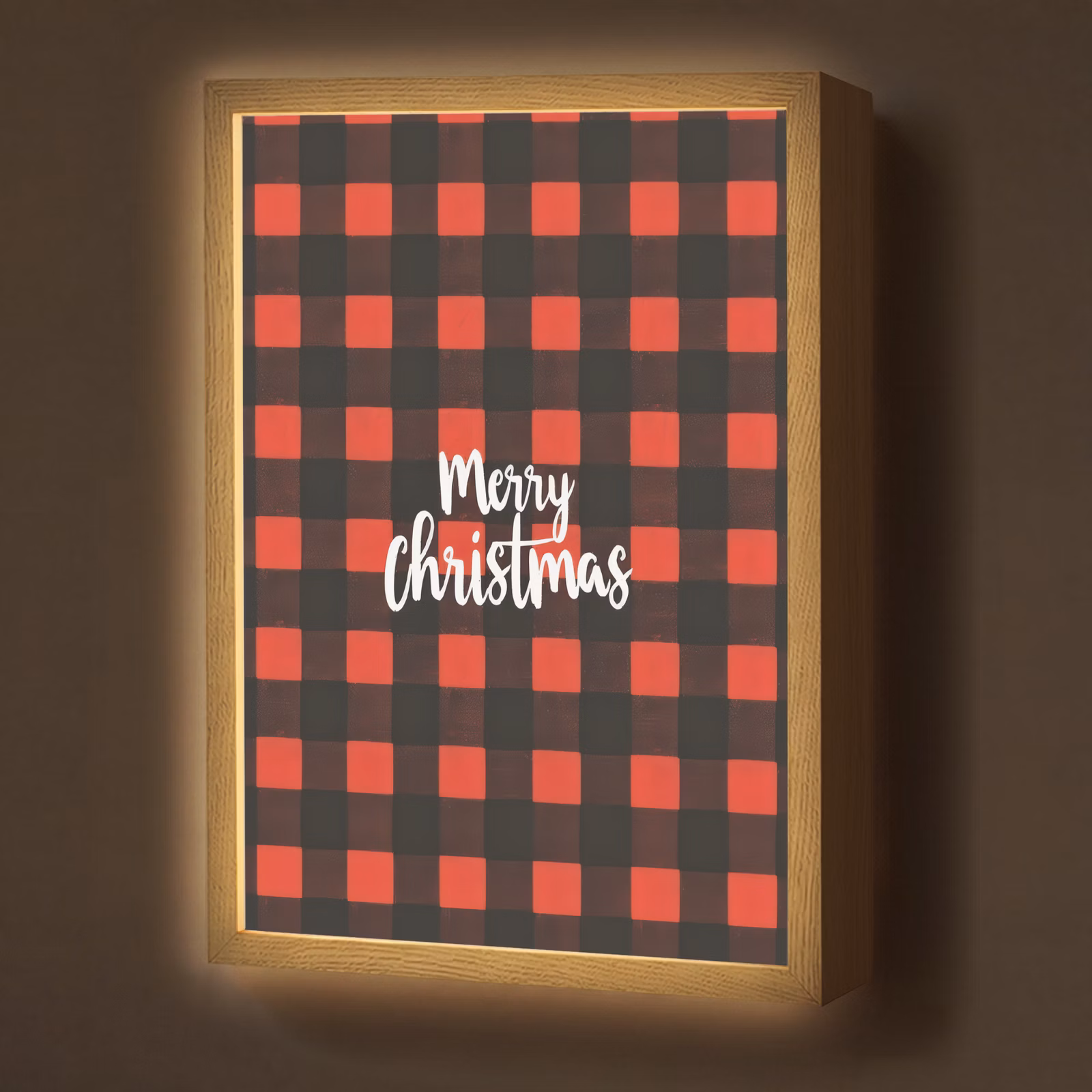 Lightbox - Wandlamp - Geruit - Rood - Tekst - Christmas — 1