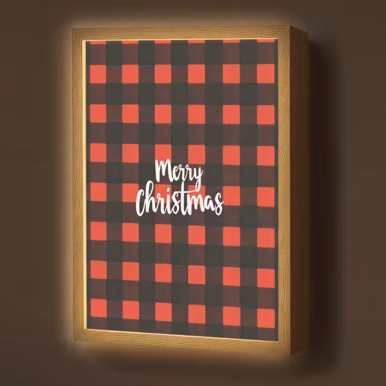 Lightbox - Wandlamp - Geruit - Rood - Tekst - Christmas — 1