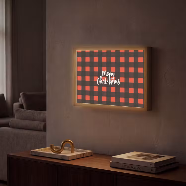Lightbox - Wandlamp - Geruit - Rood - Tekst - Christmas — 2