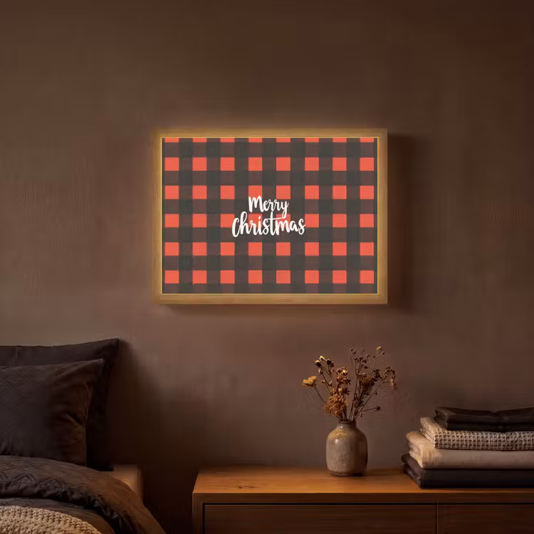 Lightbox - Wandlamp - Geruit - Rood - Tekst - Christmas — 3