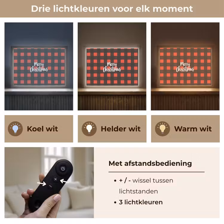 Lightbox - Wandlamp - Geruit - Rood - Tekst - Christmas — 8