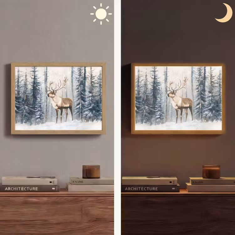 Lightbox - Wandlamp - Rendier - Sneeuw - Woud - Wit — 6