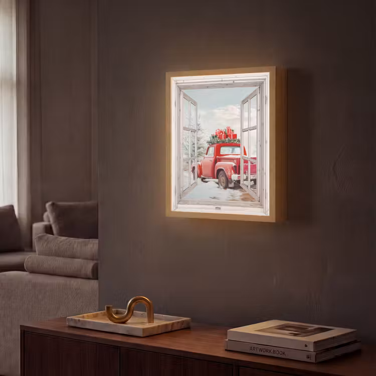 Lightbox - Wandlamp - Auto - Rood - Cadeaus - Winter - Kerst - Doorkijk - Wit — 2