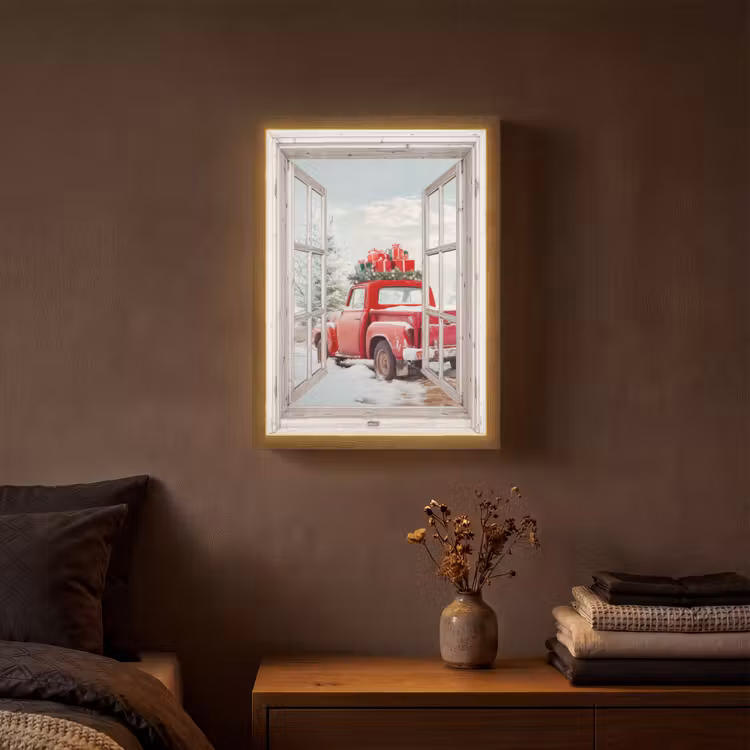 Lightbox - Wandlamp - Auto - Rood - Cadeaus - Winter - Kerst - Doorkijk - Wit — 3