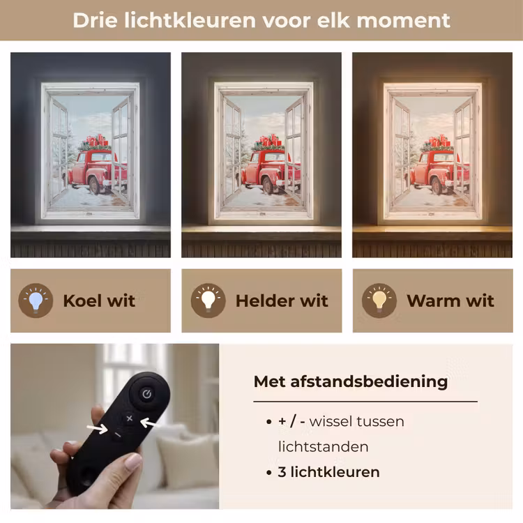 Lightbox - Wandlamp - Auto - Rood - Cadeaus - Winter - Kerst - Doorkijk - Wit — 7