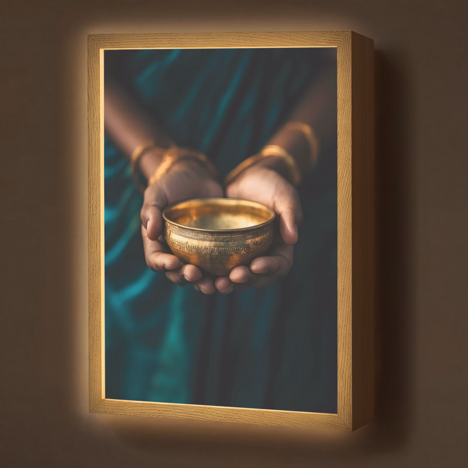 Lightbox - Wandlamp - Goud - Kom - Blauw — 1