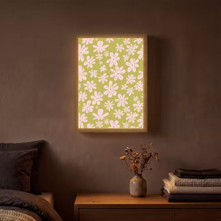 Lightbox - Wandlamp - Bloemen - Roze - Getekend - Patroon — 3