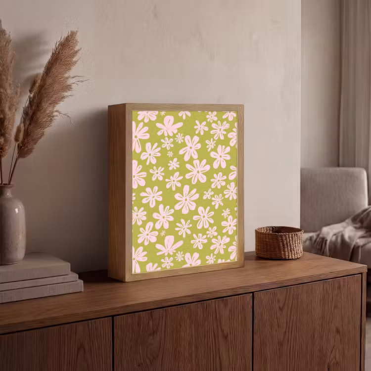 Lightbox - Wandlamp - Bloemen - Roze - Getekend - Patroon — 4