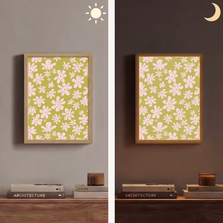 Lightbox - Wandlamp - Bloemen - Roze - Getekend - Patroon — 5