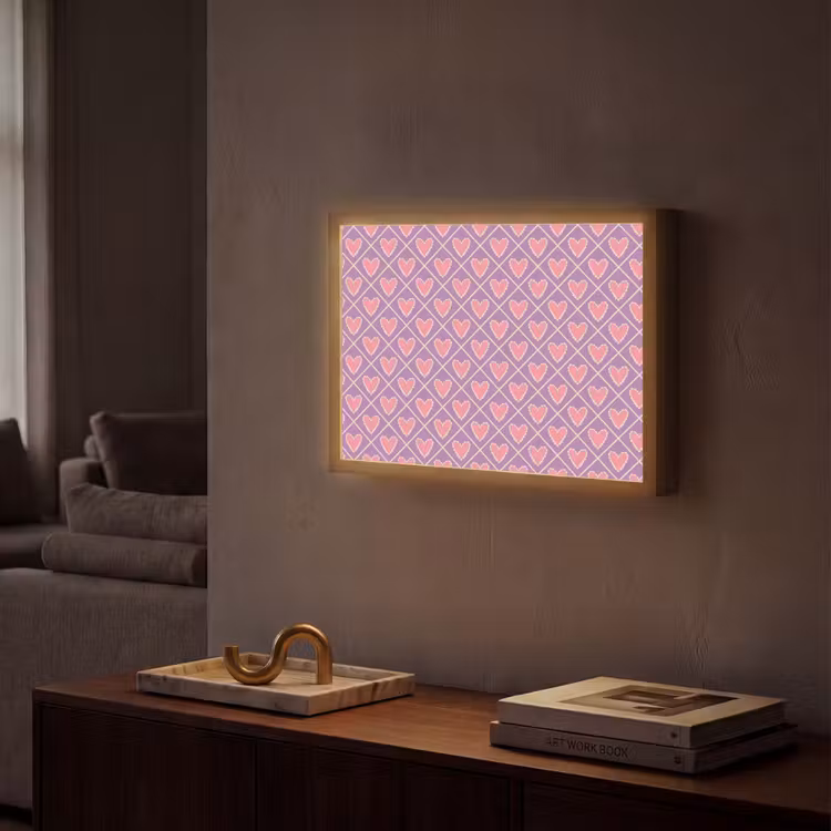 Lightbox - Wandlamp - Ruit - Patroon - Paars - Hartjes — 2