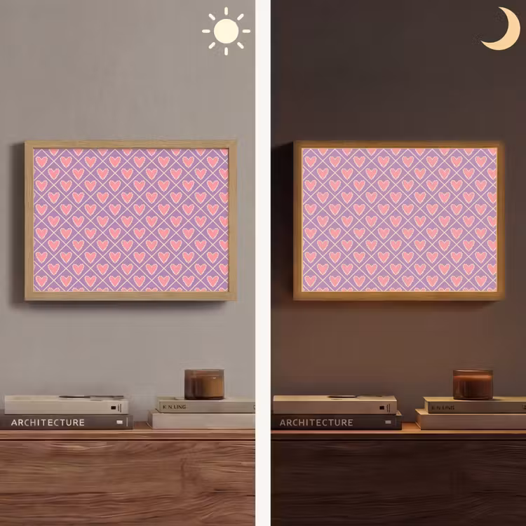Lightbox - Wandlamp - Ruit - Patroon - Paars - Hartjes — 6