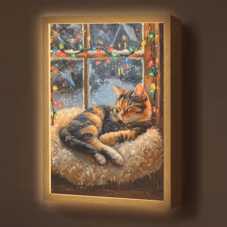 Lightbox - Wandlamp - Kat - Kerst - Winter - Dier — 1