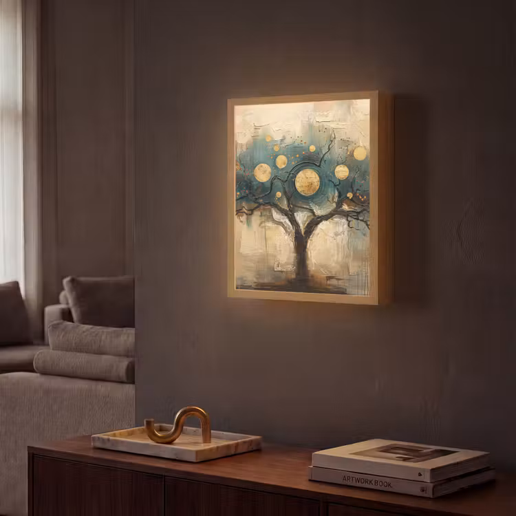 Lightbox - Wandlamp - Boom - Abstract - Bruin - Goud - Industrieel — 2