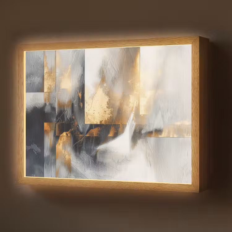 Lightbox - Wandlamp - Kunst - Goud - Zilver - Abstract — 1