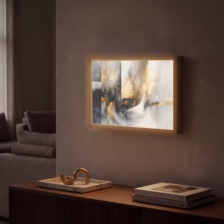 Lightbox - Wandlamp - Kunst - Goud - Zilver - Abstract — 2