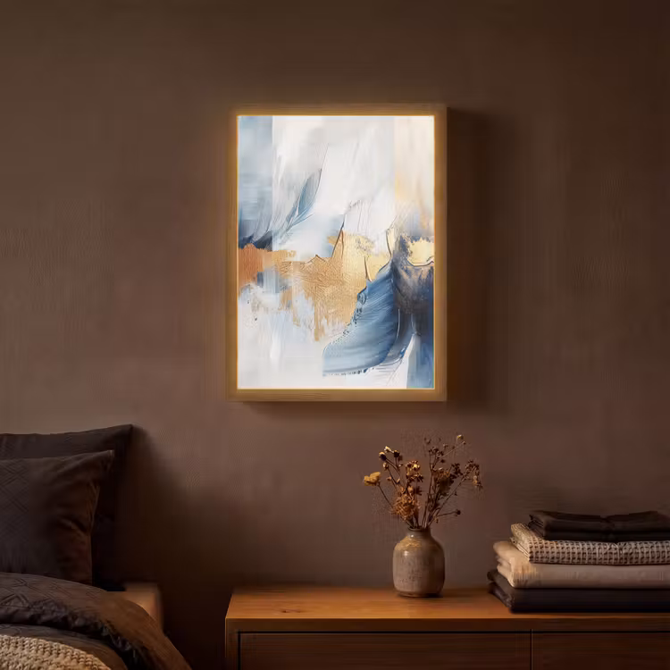 Lightbox - Wandlamp - Goud - Blauw - Verf - Kunst - Modern — 3