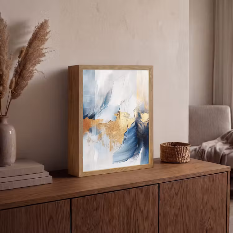 Lightbox - Wandlamp - Goud - Blauw - Verf - Kunst - Modern — 4