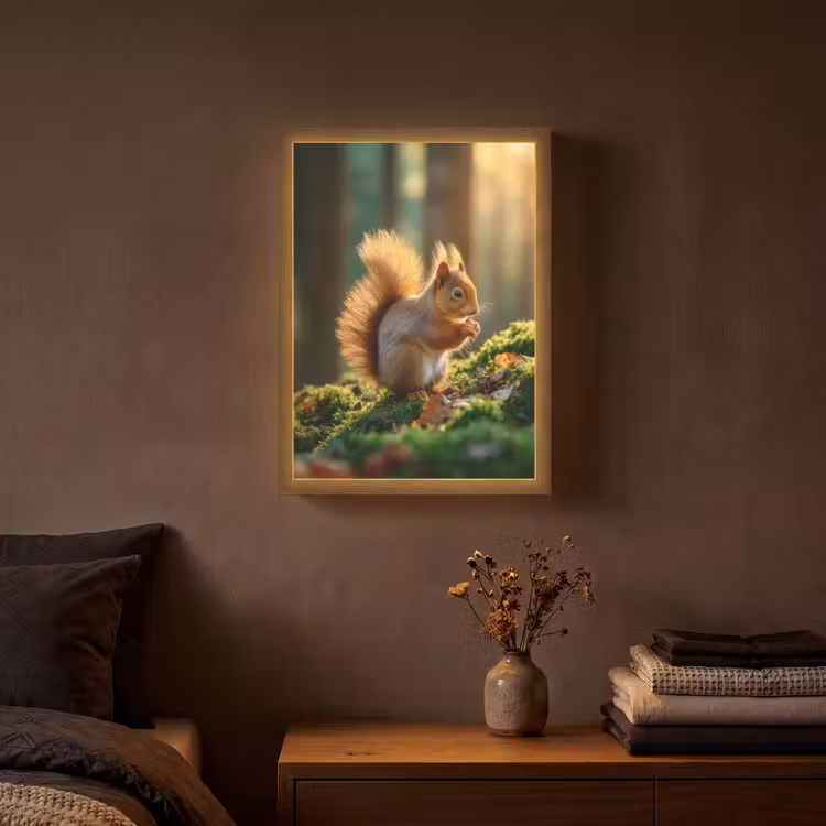 Lightbox - Wandlamp - Eekhoorn - Nootje - Gras — 3